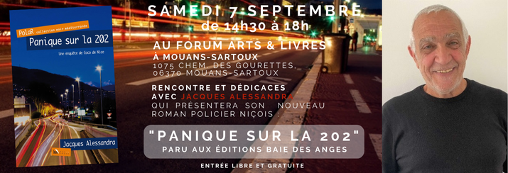 Rencontre et dédicaces avec Jacques Alessandra le samedi 7 Septembre au Forum Arts & Livres.