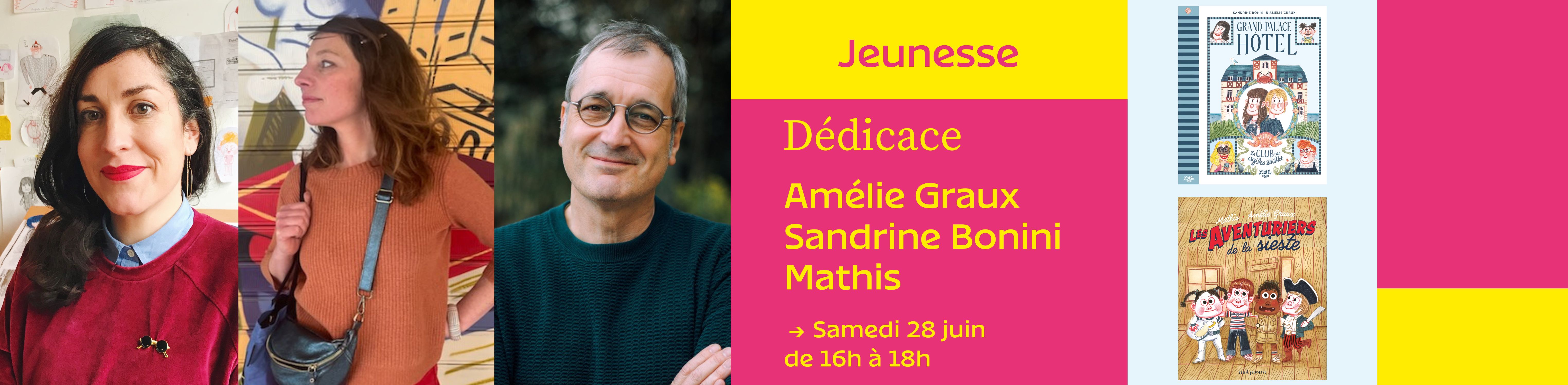 Dédicace d'Amélie Graux, Sandrine Bonini et Mathis