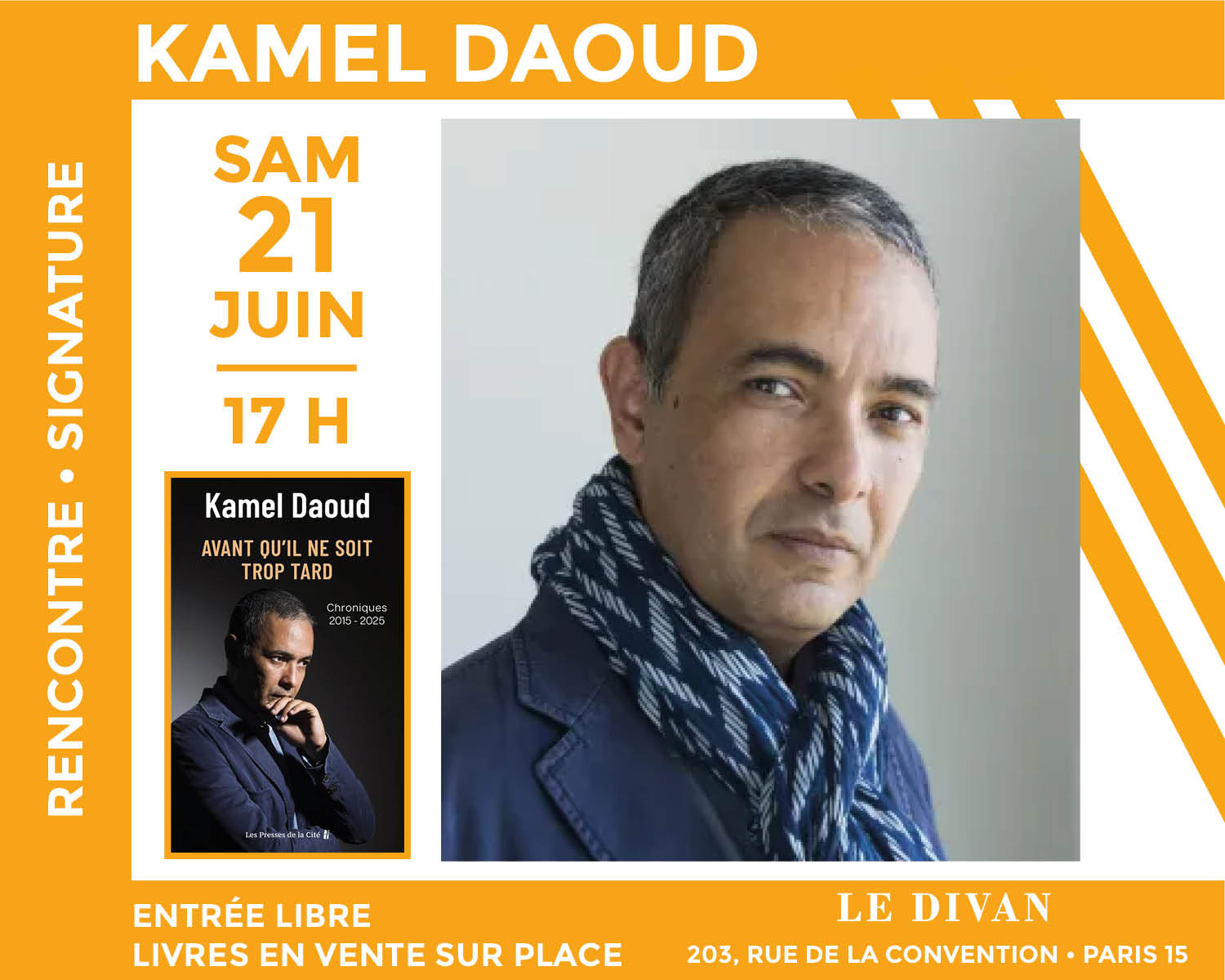 Kamel Daoud présente son livre « Avant qu'il ne soit trop tard »