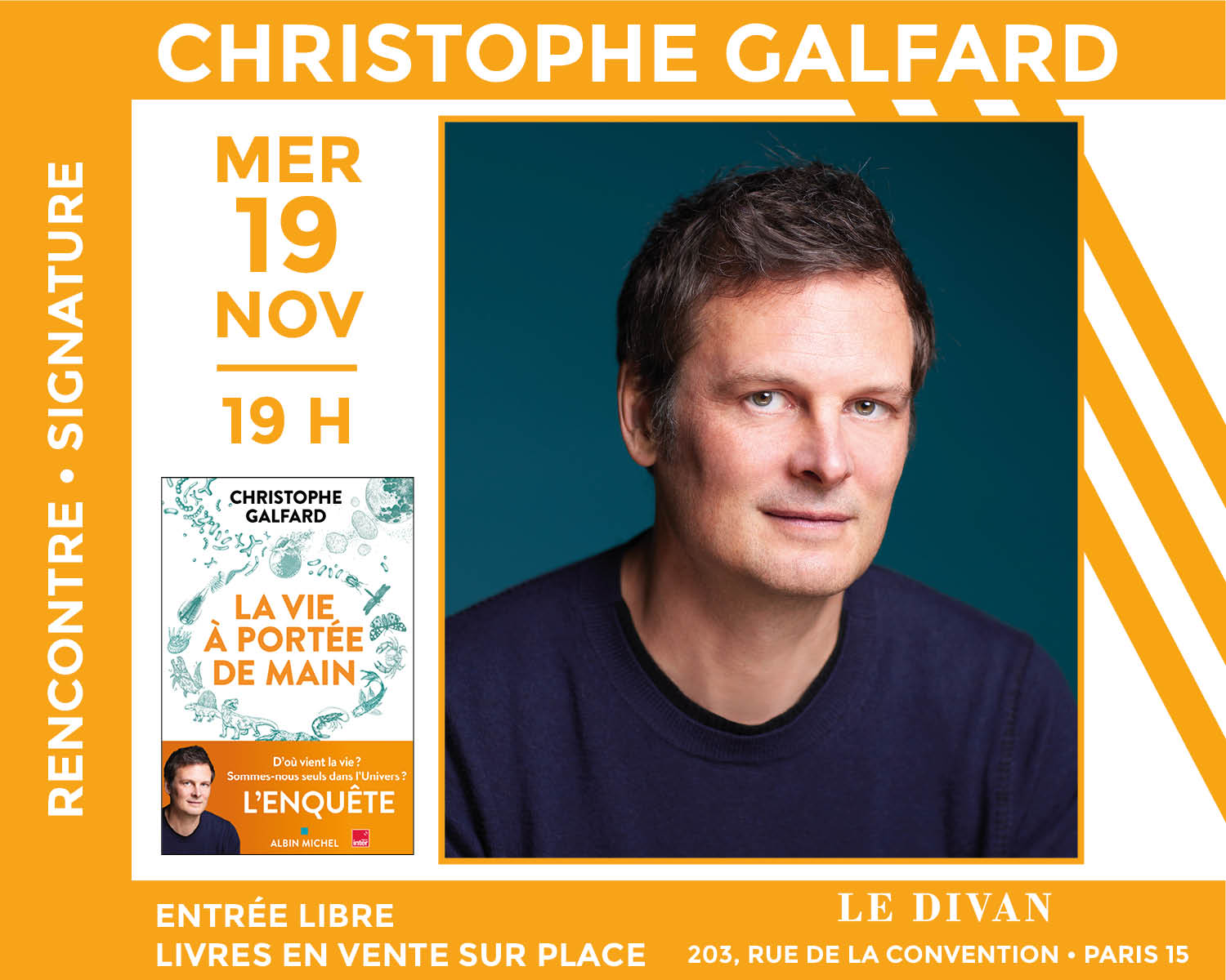 Visuel événement Christophe Galfard présente  « La Vie à portée de main »