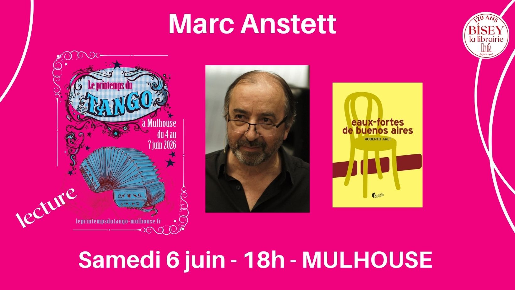 Festival Le printemps du Tango - Lecture de Marc Anstett - Les eaux fortes de Buenos Aires - Roberto Arlt