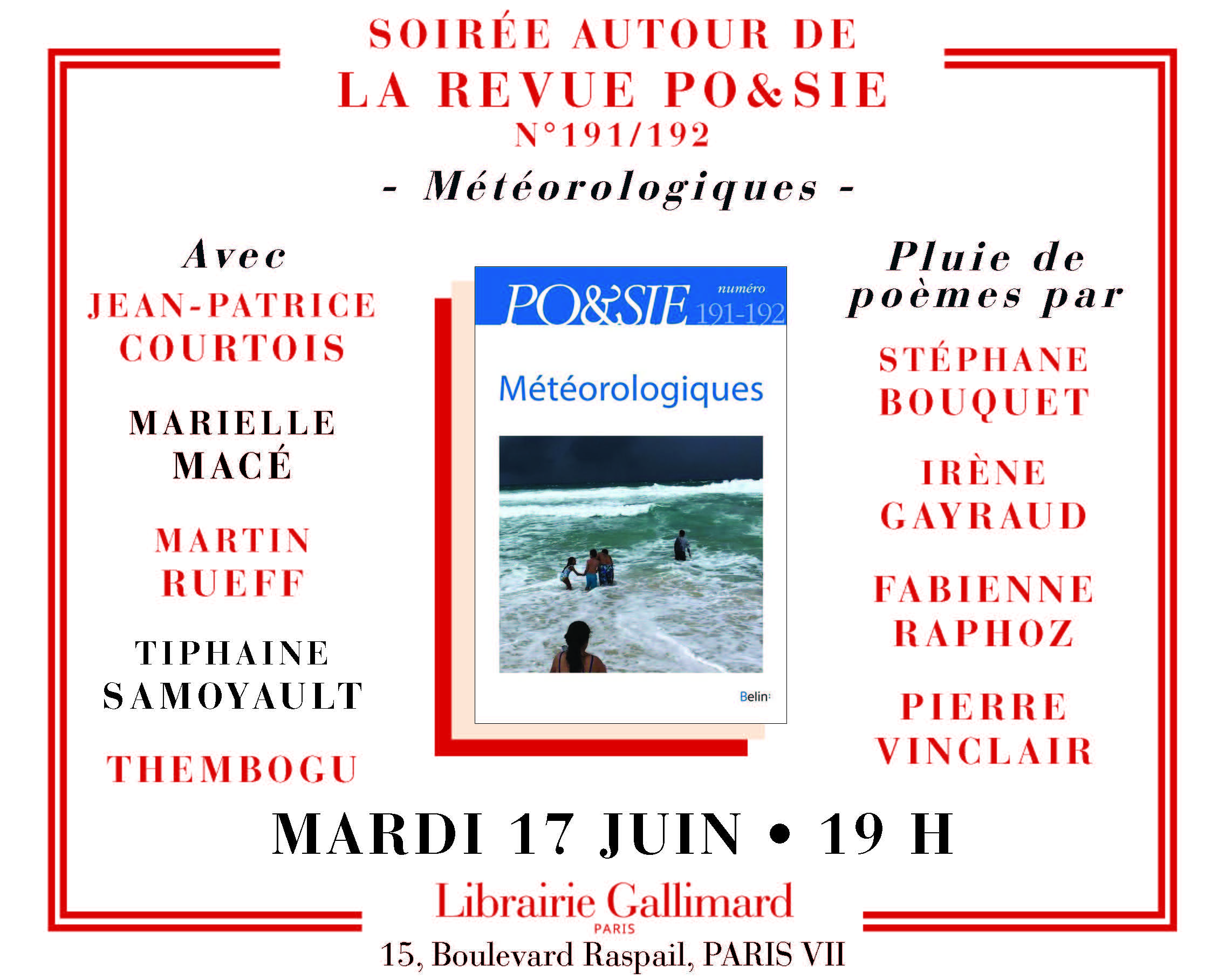 Martin Rueff, poètesses et poètes présentent la revue Po&sie «Météorologiques »