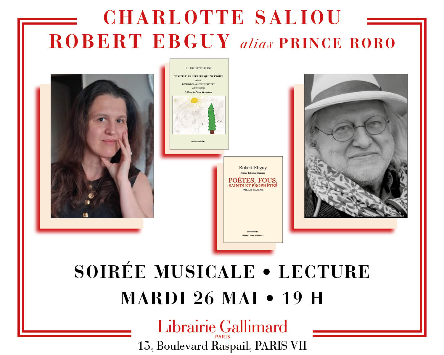 Charlotte Saliou et Robert Ebguy présentent « Ce sapin plus heureux qu'une étoile » et « Poètes, fou, saints et prophètes »