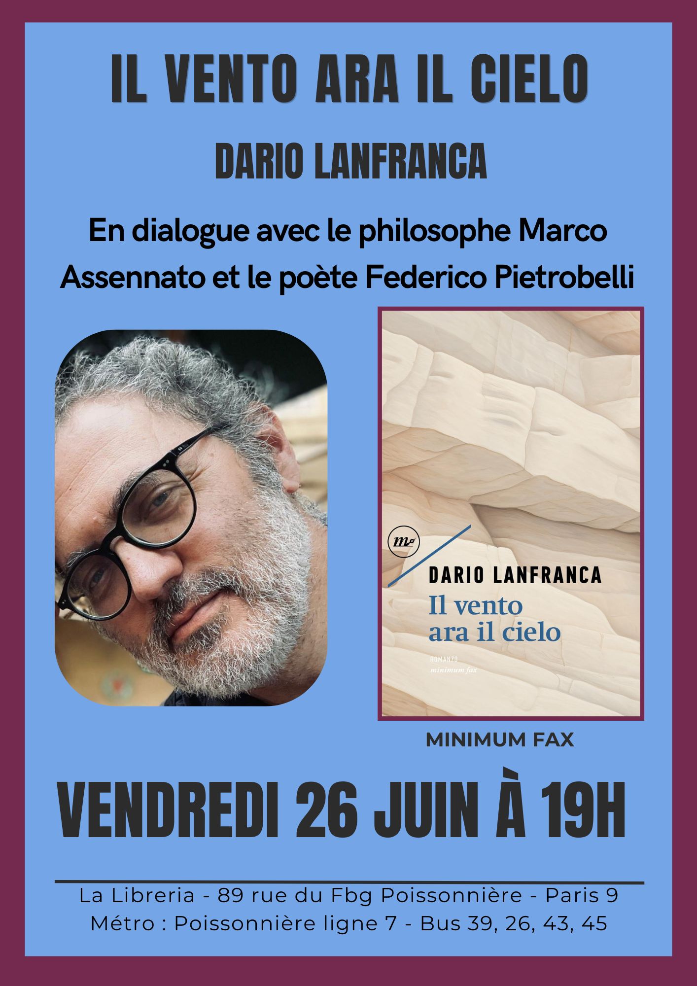 Dario Lanfranca presente Il vento ara il cielo