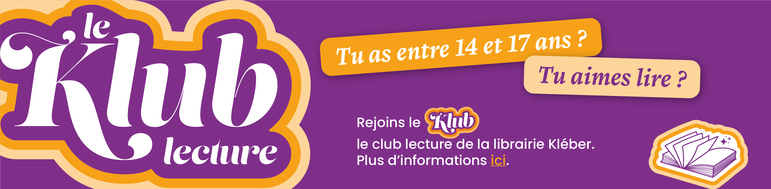 Rejoignez le Klub lecture de la librairie Kléber